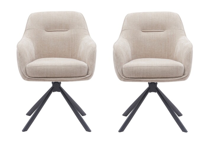 Armlehnstuhl >Avola< (2er-Set) Federkern, Drehfunktion, leinen-beige - 57x87x65 (BxHxT)