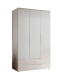 Kleiderschrank >Spice< 3 Türen, 4 Schübe, in Weiß / Weiß Hochglanz - 126x208x57 (BxHxT)