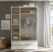 Kleiderschrank >Spice< 3 Türen, 4 Schübe, in Weiß / Weiß Hochglanz - 126x208x57 (BxHxT)
