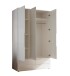 Kleiderschrank >Spice< 3 Türen, 4 Schübe, in Weiß / Weiß Hochglanz - 126x208x57 (BxHxT)