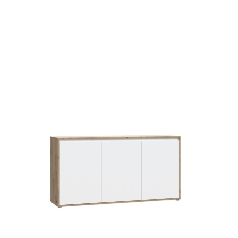 Sideboard >Skelpe< 3 Türen, Weiß / Artisan Eiche Dekor - 152,6x78,5x42cm (BxHxT)
