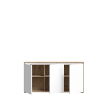 Sideboard >Skelpe< 3 Türen, Weiß / Artisan Eiche Dekor - 152,6x78,5x42cm (BxHxT)