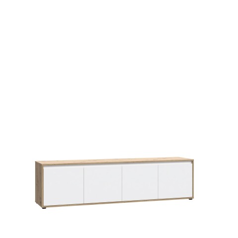 Lowboard >Skelpe< 4 Türen, Weiß/ Artisan Eiche Dekor - 188,3x49,7x42cm (BxHxT)