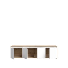 Lowboard >Skelpe< 4 Türen, Weiß/ Artisan Eiche Dekor - 188,3x49,7x42cm (BxHxT)