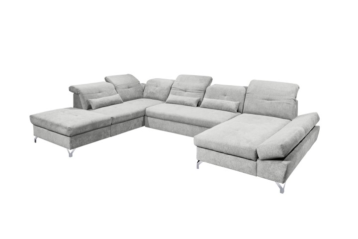 Wohnlandschaft >MELFI< Schlaffunktion, Stauraum, Bezug schlammfarbig - 350x73x245 (BxHxT)