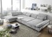 Wohnlandschaft >MELFI< Schlaffunktion, Stauraum, Bezug silver - 350x73x245 (BxHxT)