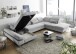 Wohnlandschaft >MELFI< Schlaffunktion, Stauraum, Bezug silver - 350x73x245 (BxHxT)