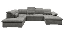 Wohnlandschaft >WAYNE< Schlaffunktion, Stauraum, Bezug stone - 380x81x240 (BxHxT)