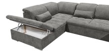 Wohnlandschaft >WAYNE< Schlaffunktion, Stauraum, Bezug stone - 380x81x240 (BxHxT)