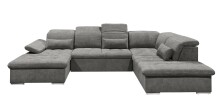 Wohnlandschaft >WAYNE< Schlaffunktion, Stauraum, Bezug stone - 380x81x240 (BxHxT)