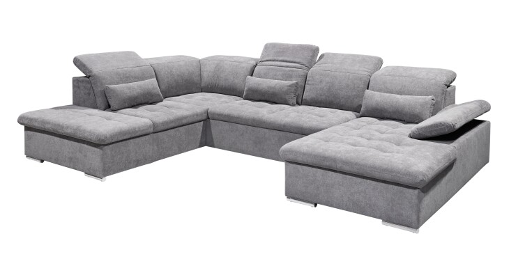 Wohnlandschaft >WAYNE< Schlaffunktion, Stauraum, Bezug dark grey - 380x81x240 (BxHxT)