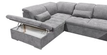 Wohnlandschaft >WAYNE< Schlaffunktion, Stauraum, Bezug dark grey - 380x81x240 (BxHxT)