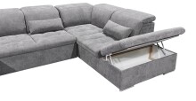 Wohnlandschaft >WAYNE< Schlaffunktion, Stauraum, Bezug dark grey - 380x81x240 (BxHxT)