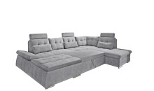 Wohnlandschaft >NALO< Schlaffunktion, Kopfstützen, Bezug stone - 324x103x219 (BxHxT)