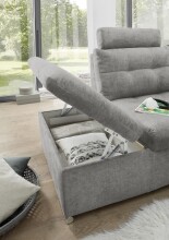 Wohnlandschaft >NALO< Schlaffunktion, Kopfstützen, Bezug Farbe schlamm - 324x103x219 (BxHxT)