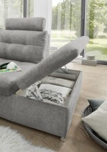 Wohnlandschaft >NALO< Schlaffunktion, Kopfstützen, Bezug Farbe schlamm - 324x103x219 (BxHxT)