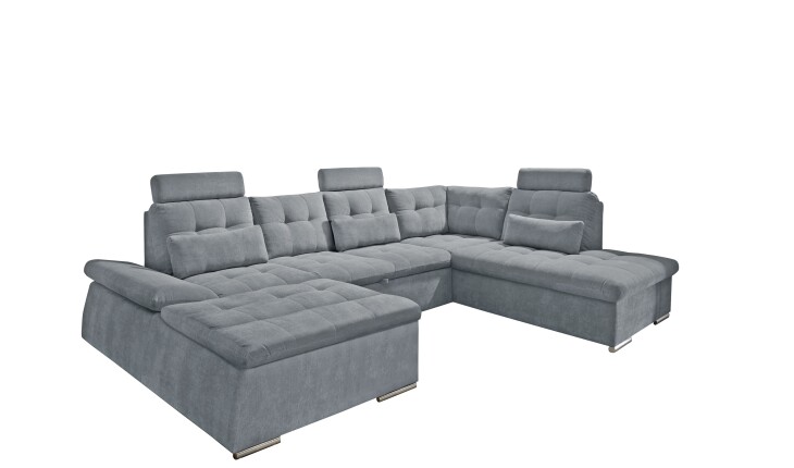 Wohnlandschaft >NALO< Schlaffunktion, Kopfstützen, Bezug anthrazit - 324x103x219 (BxHxT)