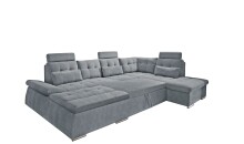 Wohnlandschaft >NALO< Schlaffunktion, Kopfstützen, Bezug anthrazit - 324x103x219 (BxHxT)