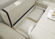 Wohnlandschaft >BERN< Schlaffunktion, Bettkasten, Bezug Farbe Ivory - 281x91x189 (BxHxT)