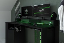 Gamingtisch >Gaming 11< mit LED-Beleuchtung, Beschichtung Schwarz - 152x87x62cm (BxHxT)