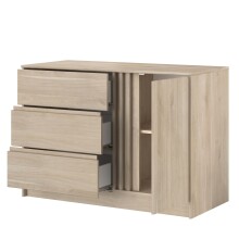 Kommode >Escale 5< 3 Schübe, 1 Tür, Japanische Eiche Nachbildung - 110x77x50cm (BxHxT)