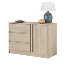 Kommode >Escale 5< 3 Schübe, 1 Tür, Japanische Eiche Nachbildung - 110x77x50cm (BxHxT)