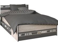 Jugendzimmer-Set >Fabric 14< (3-teilig) Bett, Nachtkonsole, Kommode, in Esche Grau Dekor
