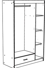 Jugendzimmer-Set >Most 71< (2-teilig) Kleiderschrank, Stauraumbett, in Akazie Dekor / Weiß