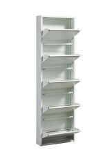Schuhkipper >Bert< 5 Klappen, 10 paar Schuhe, in weiß, Metall  - 51x170x16cm (BxHxT)