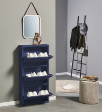 Schuhkipper >Bert< 3 Klappen, 6 paar Schuhe, in blau, Metall  - 51x104x16cm (BxHxT)