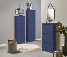 Schuhkipper >Bert< 5 Klappen, 10 paar Schuhe, in blau, Metall  - 51x170x16cm (BxHxT)
