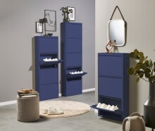 Schuhkipper >Bert< 5 Klappen, 10 paar Schuhe, in blau, Metall  - 51x170x16cm (BxHxT)