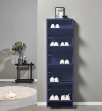 Schuhkipper >Bert< 5 Klappen, 10 paar Schuhe, in blau, Metall  - 51x170x16cm (BxHxT)