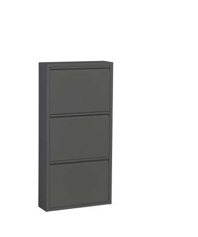 Schuhkipper >Bert< 3 Klappen, 6 paar Schuhe, in anthrazit, Metall - 51x104x16cm (BxHxT)