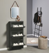 Schuhkipper >Bert< 3 Klappen, 6 paar Schuhe, in anthrazit, Metall - 51x104x16cm (BxHxT)