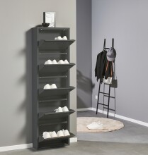 Schuhkipper >Bert< 5 Klappen, 10 paar Schuhe, in anthrazit, Metall - 51x170x16cm (BxHxT)