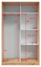 Schwebetürenschrank >TOP< 4 Böden, 1 Stange, Nodi Eiche Dekor / Artic Weiß - 120x200x50 (BxHxT)