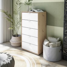 Schlafzimmer-Set >GARONA< (2-teilig) Schrank + Kommode, Nodi Eiche Dekor / Artik Weiß