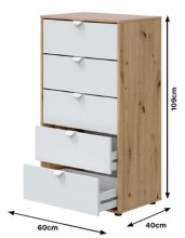 Schlafzimmer-Set >GARONA< (2-teilig) Schrank + Kommode, Nodi Eiche Dekor / Artik Weiß