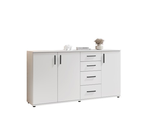 Sideboard >BC 1040< 3 Türen, 4 Schubladen, weiß - 160x84x35cm (BxHxT)
