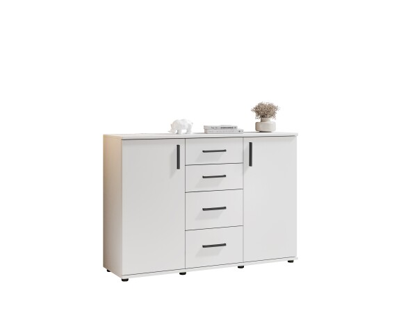 Sideboard >BC 1040< 2 Türen, 4 Schubladen, weiß - 120x83x35cm (BxHxT)