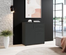 Kommode >BC 1040< 2 Türen, 2 Schubladen, anthrazit - 80x84x35cm (BxHxT)