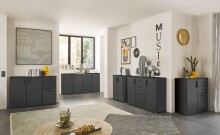 Sideboard >BC 1040< 2 Türen, 4 Schübe, anthrazit - 120x83x35cm (BxHxT)