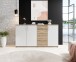 Sideboard >BC 1040< 3 Türen, 4 Schubladen, eiche rustica Dekor/ weiß - 160x84x35cm (BxHxT)