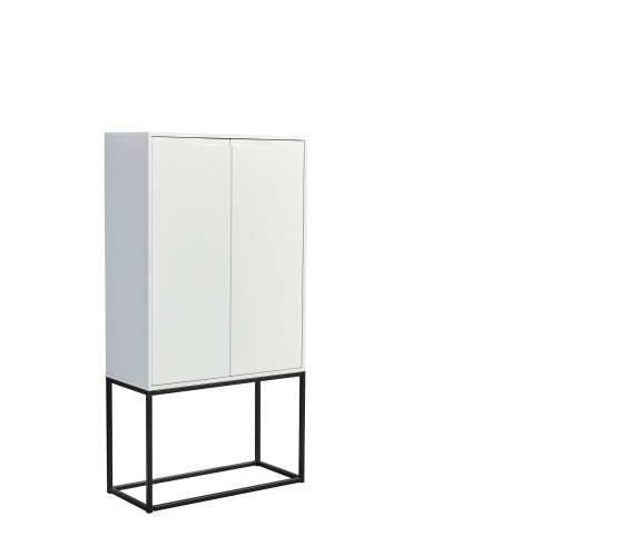 Barschrank >Bar 3< 10 Fächer, Halterung für Weingläser, Weiß matt - 79x156x38cm (B/H/T)