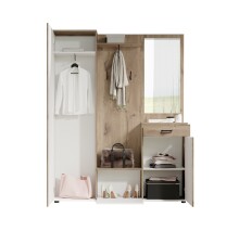 Kompaktgarderobe >Jens< in Viking Oak Dekor / Lichtgrau - 145x184x29cm (BxHxT)