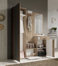 Kompaktgarderobe >Jens< in Viking Oak Dekor / Lichtgrau - 145x184x29cm (BxHxT)