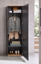 Garderobenschrank >Fynn< in Anthrazit / Artisan Eiche Dekor - 60x199x38 (BxHxT)