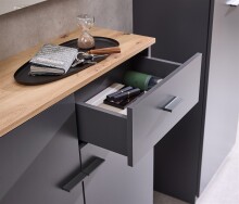 Garderoben-Set >Fynn< (2-tlg.) in Anthrazit / Artisan Dekor - 223x199x38cm (B/H/T)