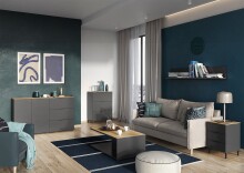 Couchtisch >California< in Graphit / Navarra-Eiche-Dekor - 109x39x59 (BxHxT)